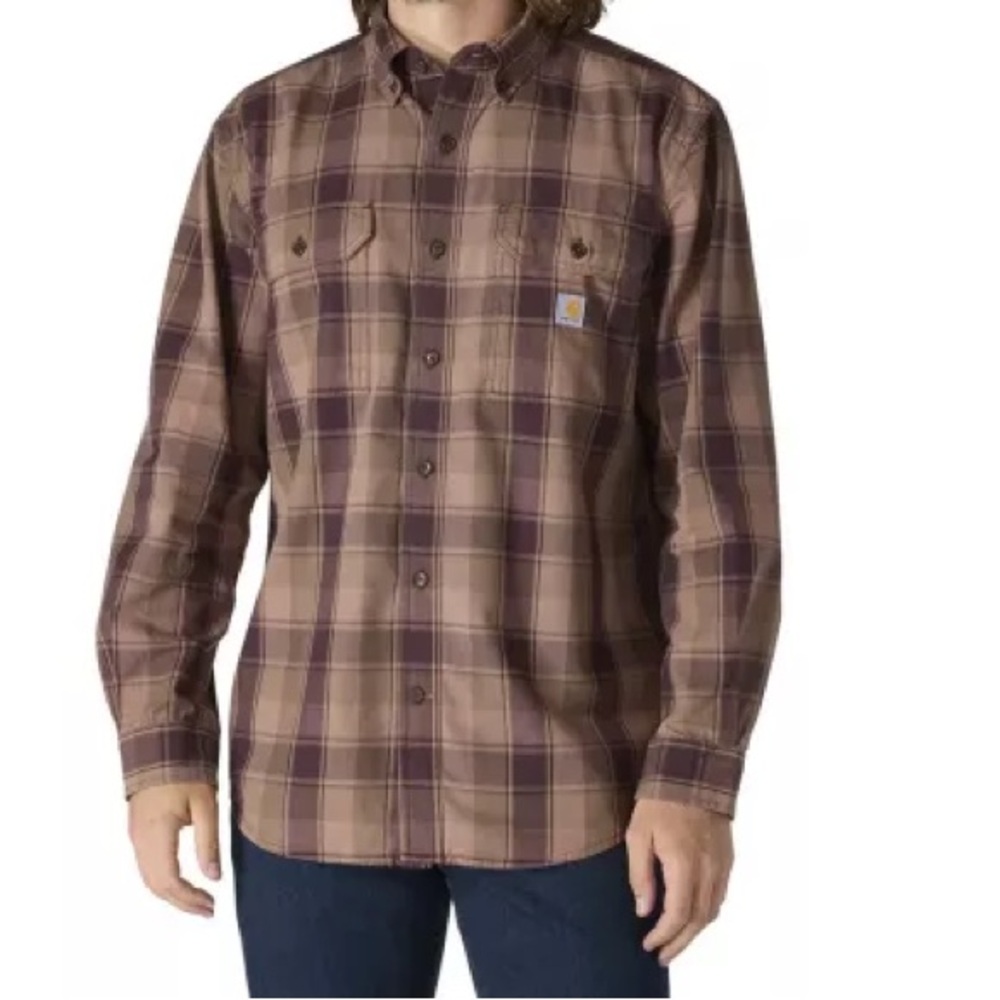 Carhartt Brown Plaid Shirt - Large - 100% Cotton - Outdoors, ManCore